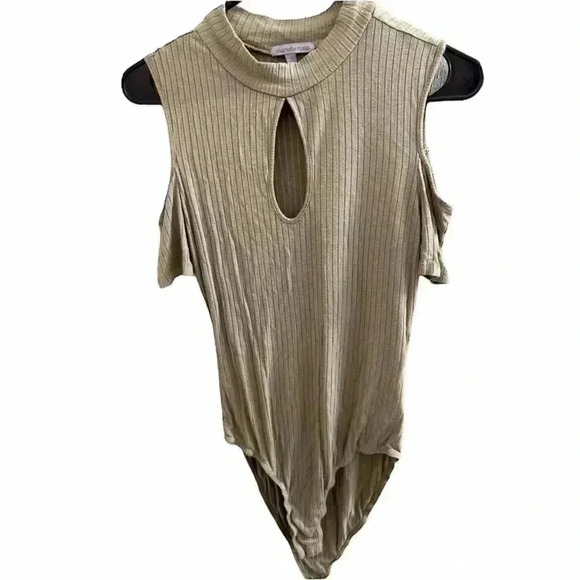 Olive Green Bodysuit Charlotte Russe size s key hole women’s small one piece - Picture 1 of 4